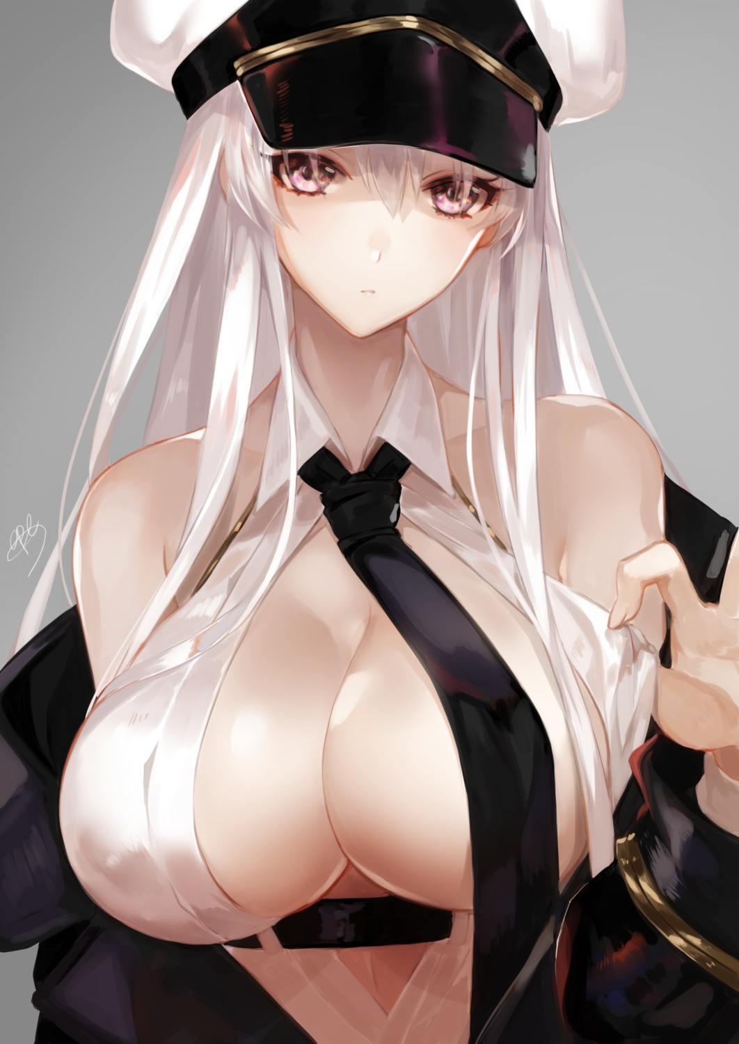 apt azur_lane breasts enterprise_(azur_lane) no_bra open_shirt undressing