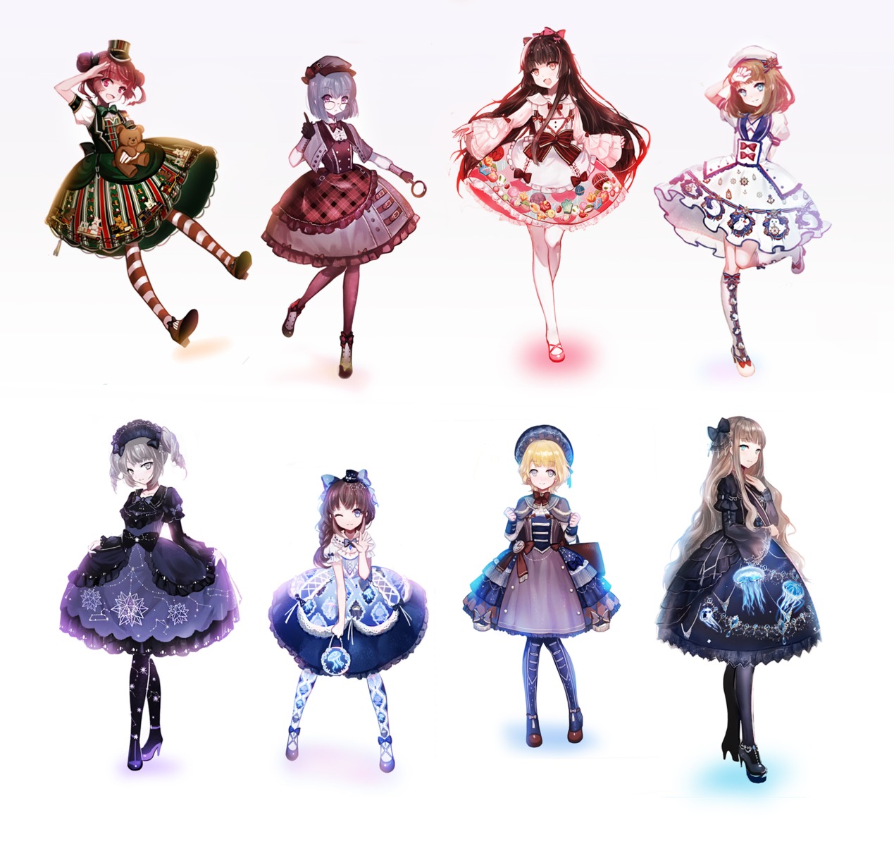 dress gothic_lolita heels juexing_(moemoe3345) lolita_fashion megane pantyhose skirt_lift