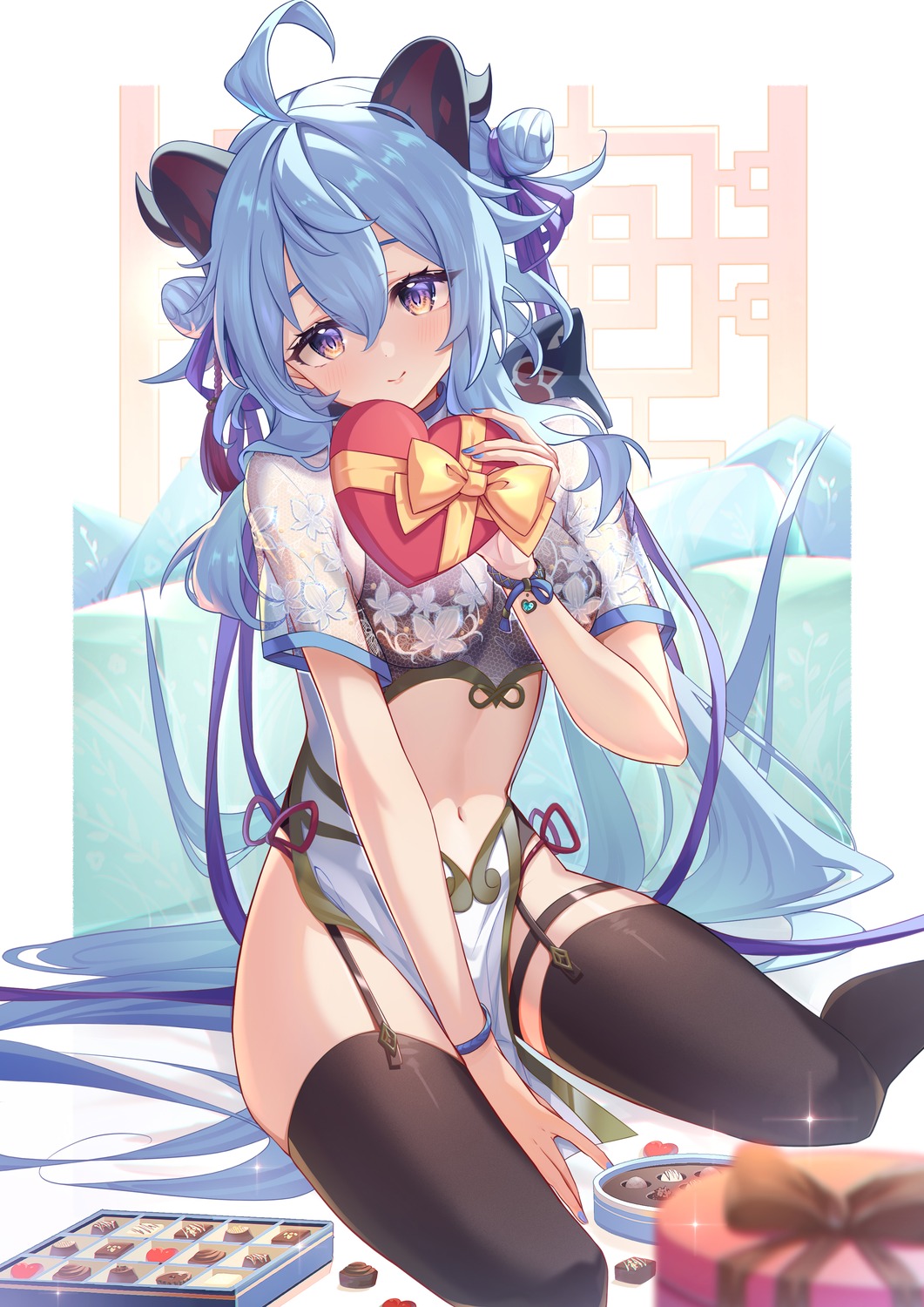 asian_clothes ganyu genshin_impact horns ktmzlsy720 see_through stockings thighhighs valentine