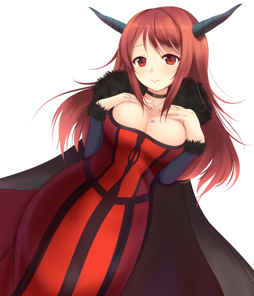 breast_hold cleavage dress horns kiri_frog maou_(maoyuu_maou_yuusha) maoyuu_maou_yuusha