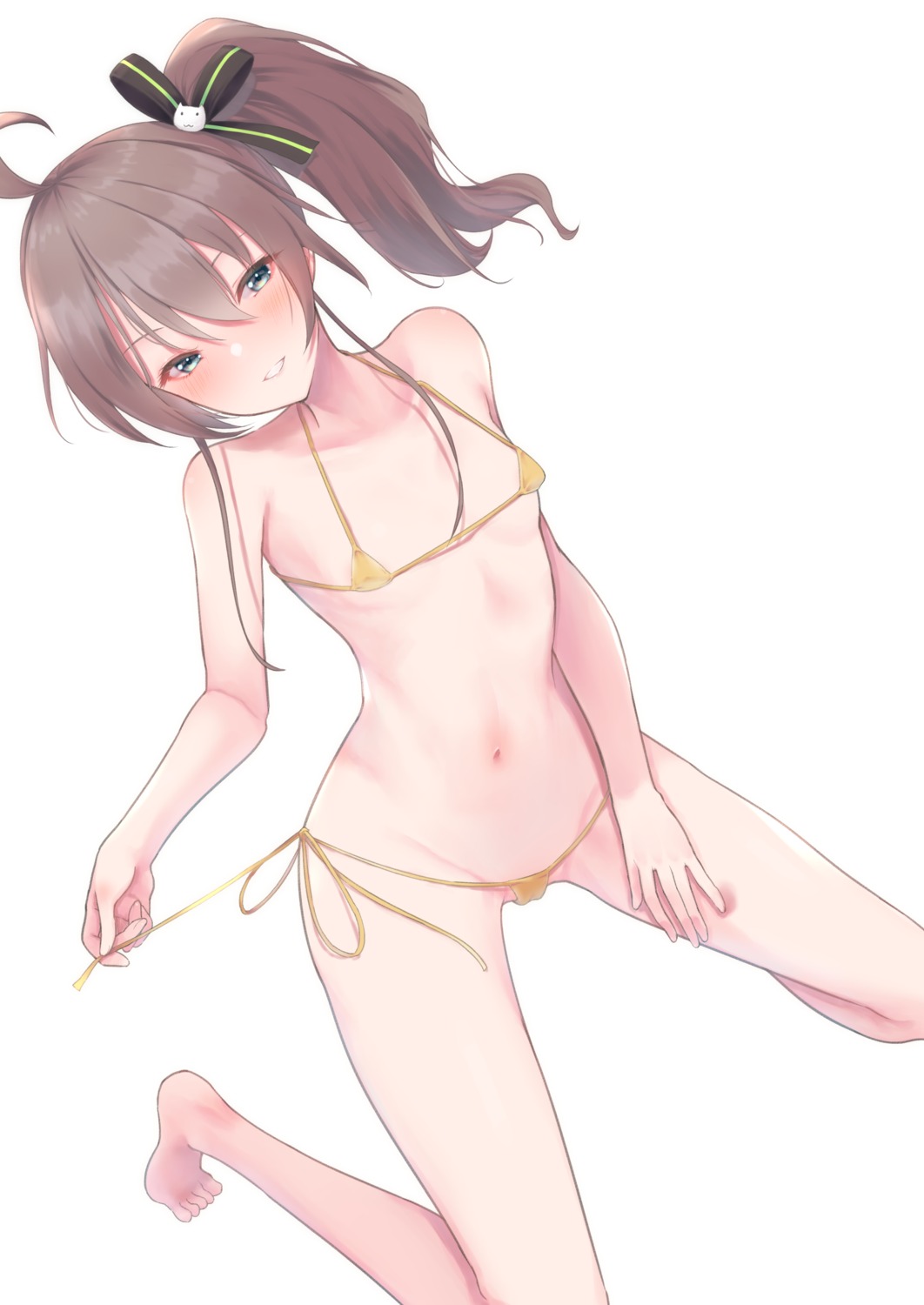 bikini cameltoe erect_nipples hololive ichi-go natsuiro_matsuri panty_pull swimsuits undressing