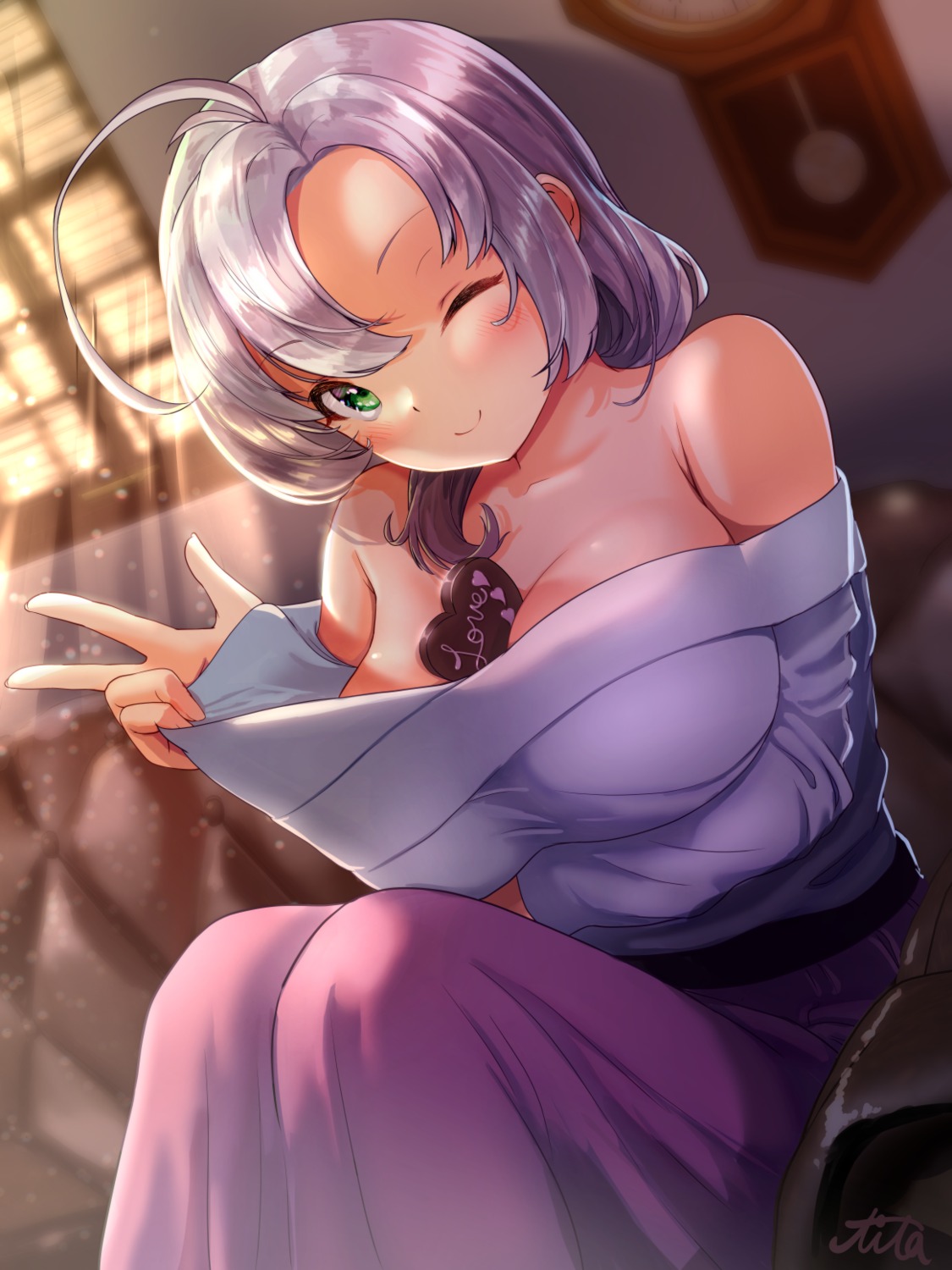 kantai_collection kinugasa_(kancolle) no_bra open_shirt soba_chatarou_(tita) undressing