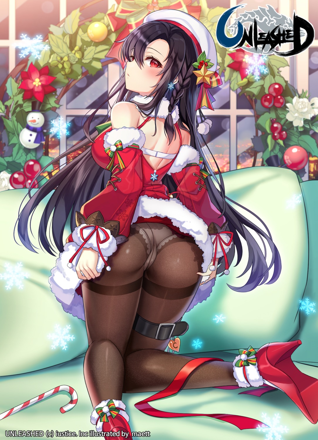 ass bra christmas dress garter heels maett pantsu pantyhose skirt_lift unleashed