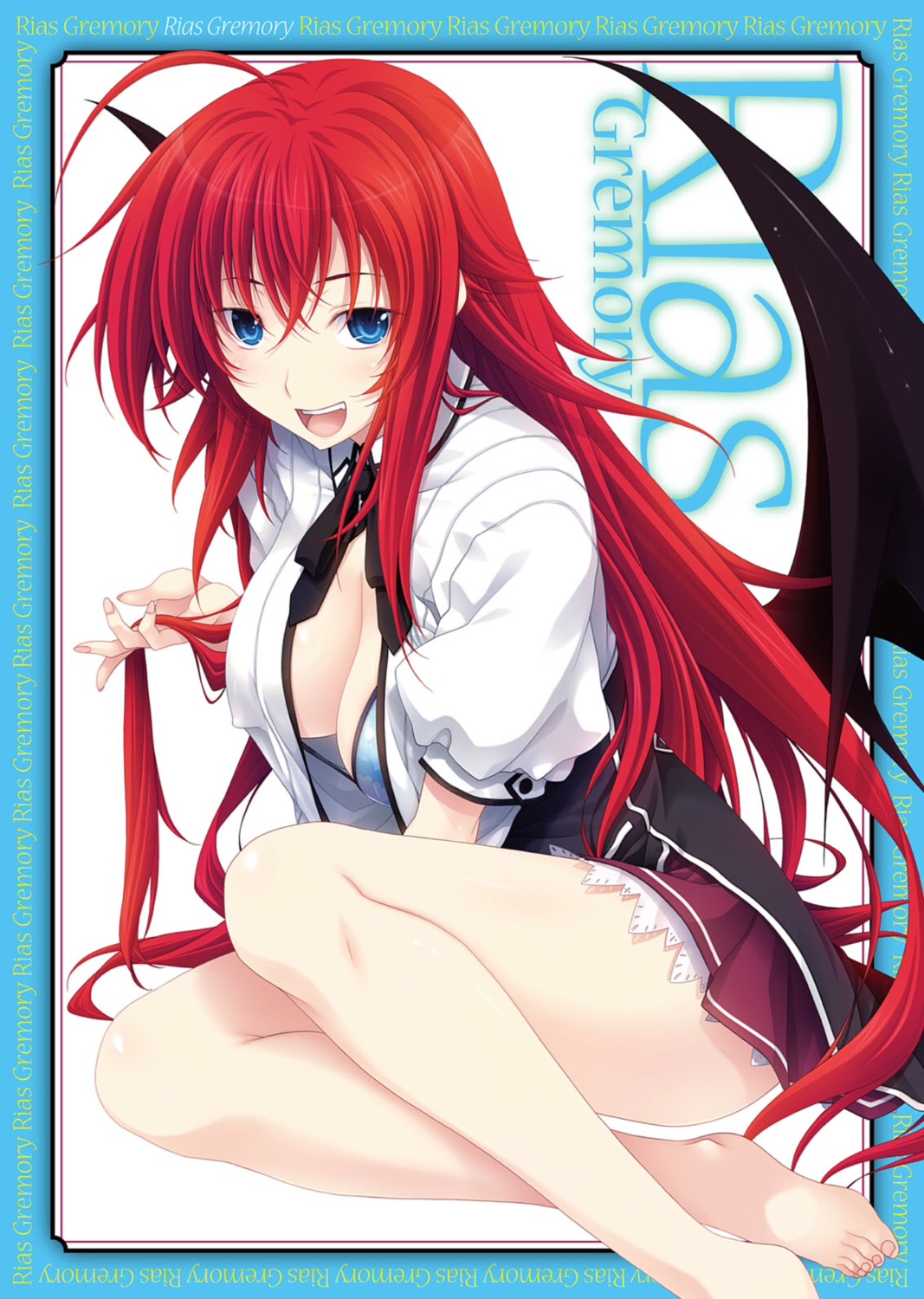 bikini_top erect_nipples feet highschool_dxd miyama-zero open_shirt rias_gremory seifuku swimsuits wings