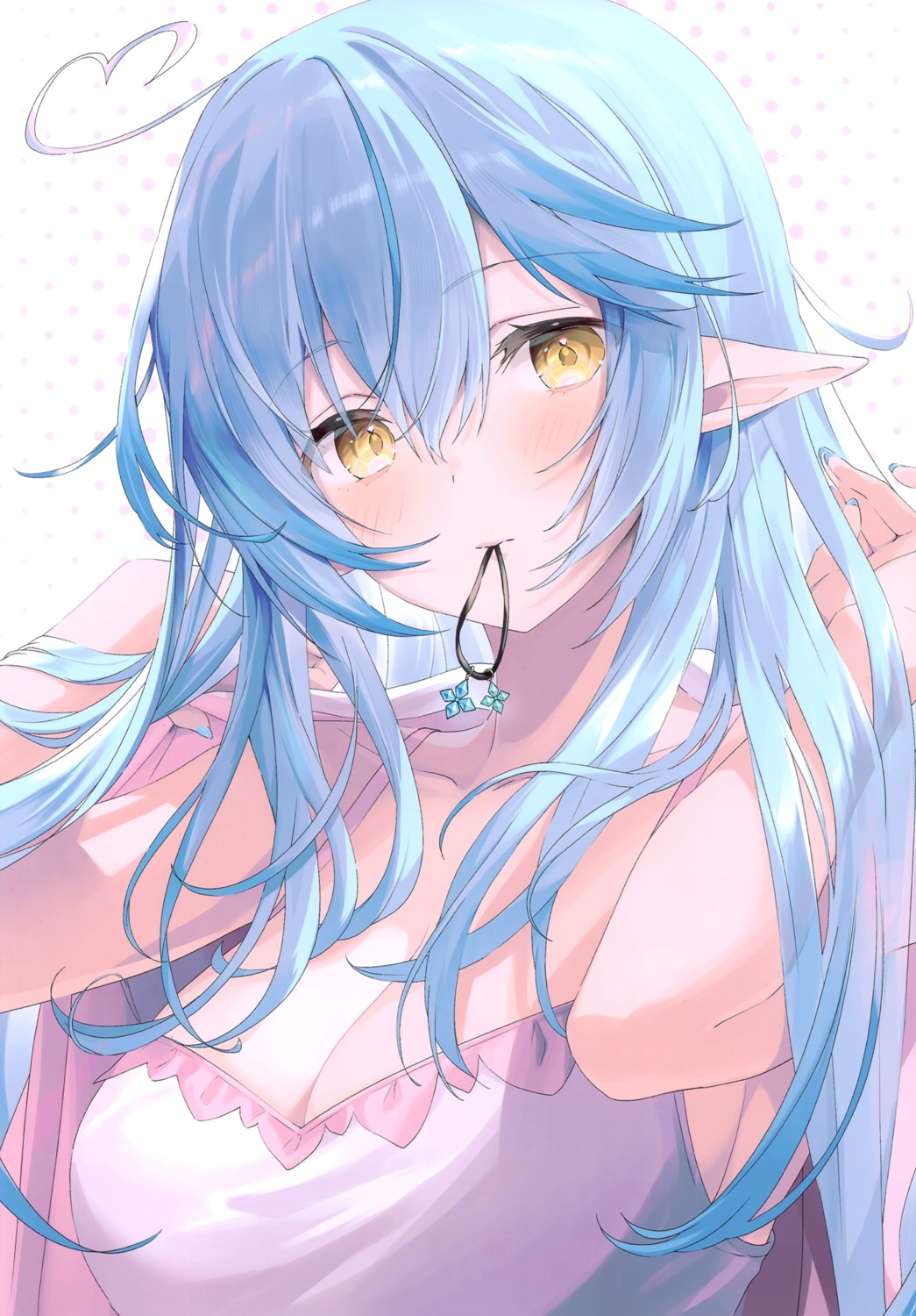 akamoku cleavage elf hololive mokumokusei pointy_ears yukihana_lamy