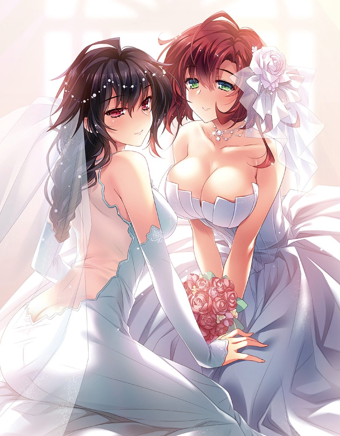 ass cleavage dress no_bra see_through tenkuu_kangoku_no_majutsu_garou wedding_dress yasaka_minato