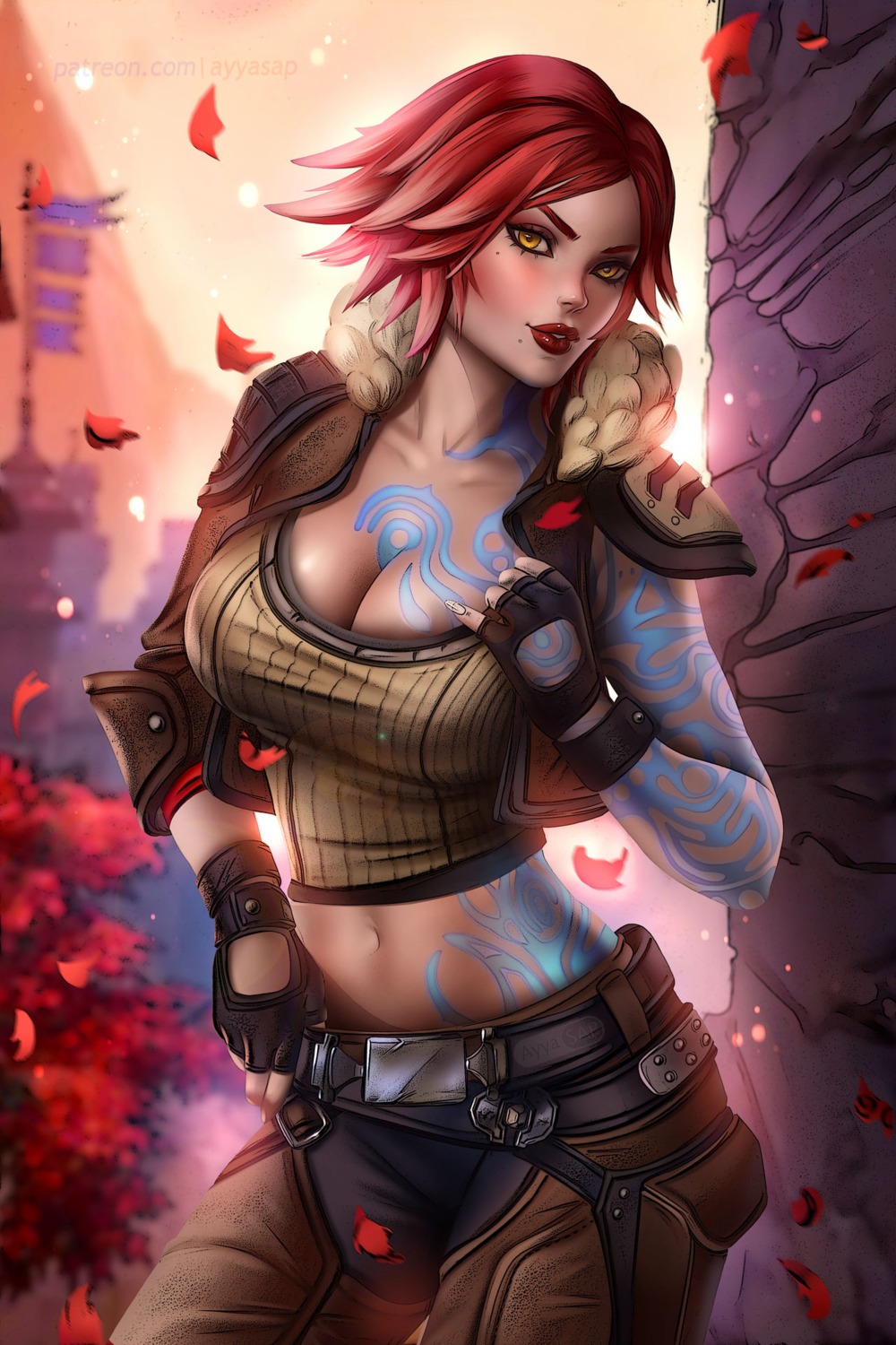 armor ayyasap borderlands cleavage lilith_(borderlands) tattoo