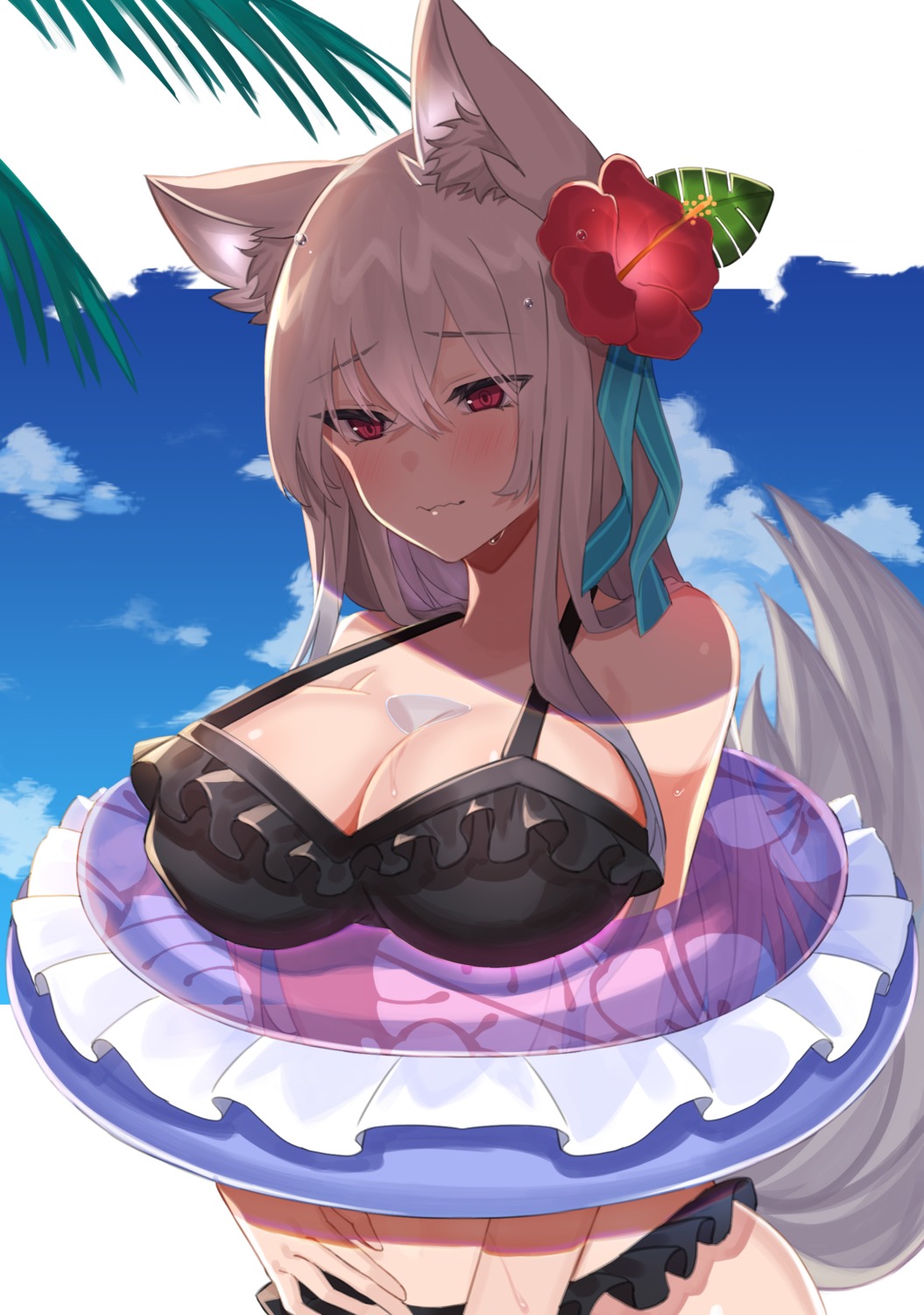 amahara_subaru animal_ears bikini swimsuits tail