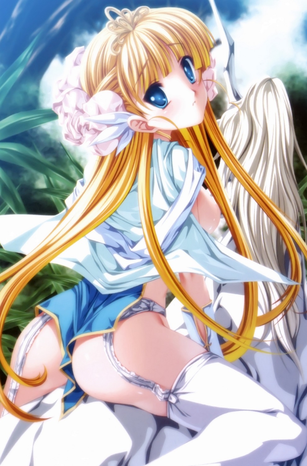 arue ass axl garter_belt no_bra nopan princess_frontier senomoto_hisashi stockings thighhighs