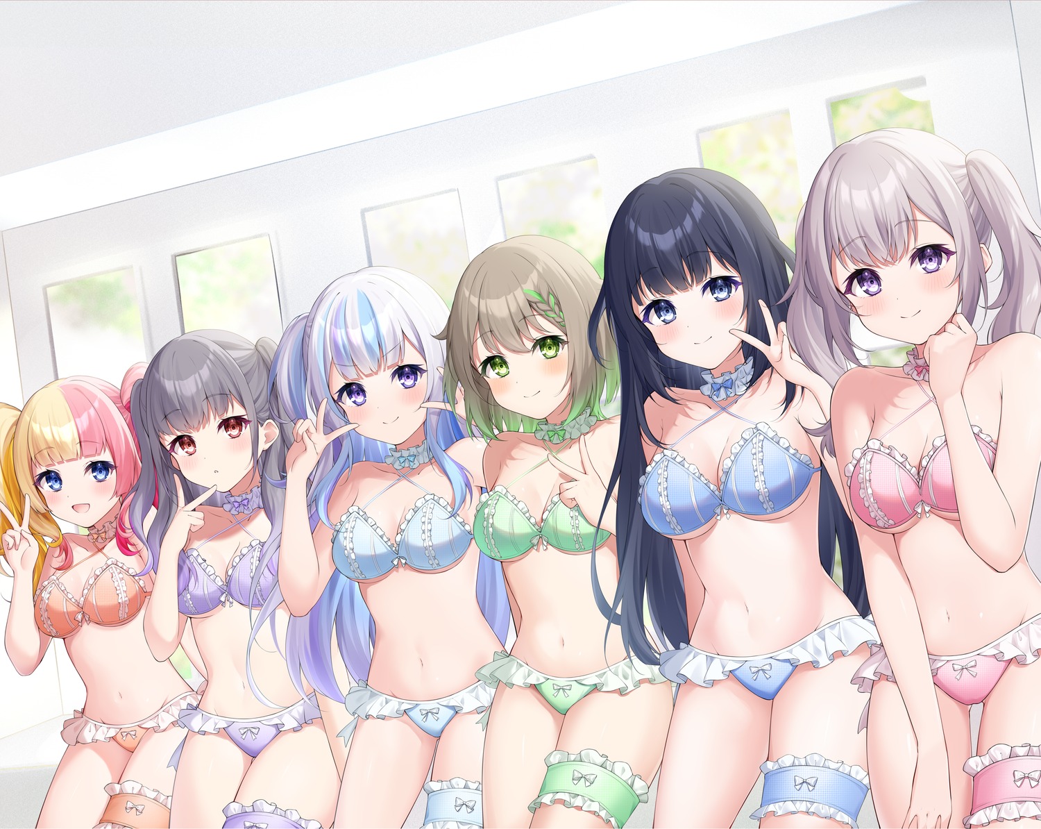 ameno_inuku bra breast_hold connectopia gachikoi_neon garter lingerie mesugaki_dia pantsu tensai_meteo uraniwa_umeru yamitsuki_dokuro zky_(oekaky)