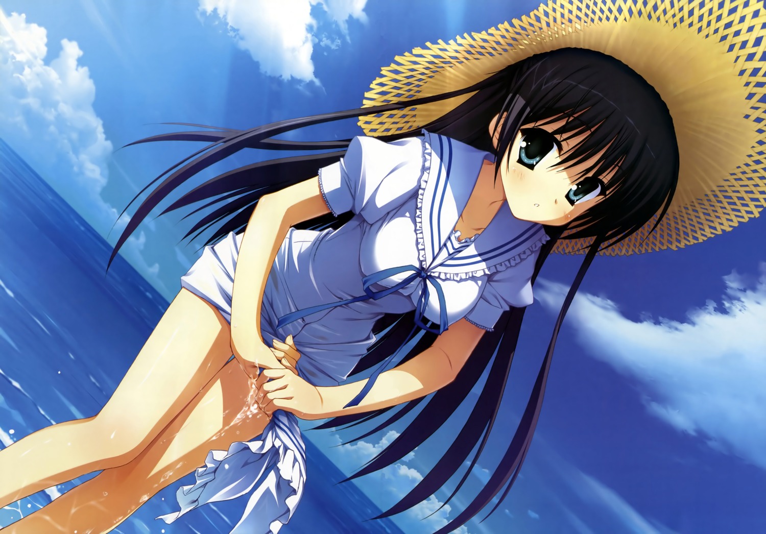 dress kobuichi kousaka_chihaya natsuzora_kanata summer_dress wet_clothes