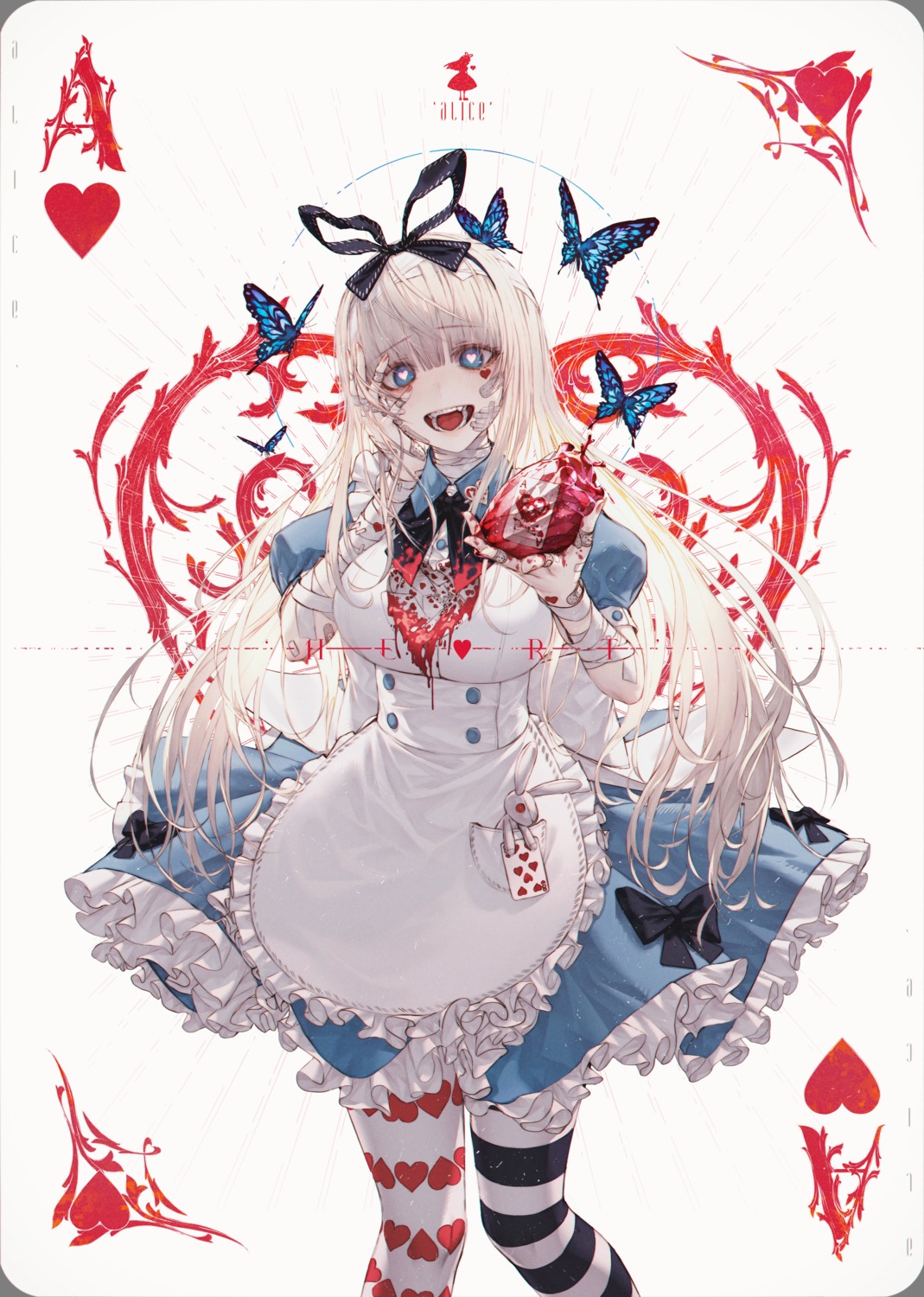 alice alice_in_wonderland bandages bandaid blood dress guro pantyhose skirt_lift wanke