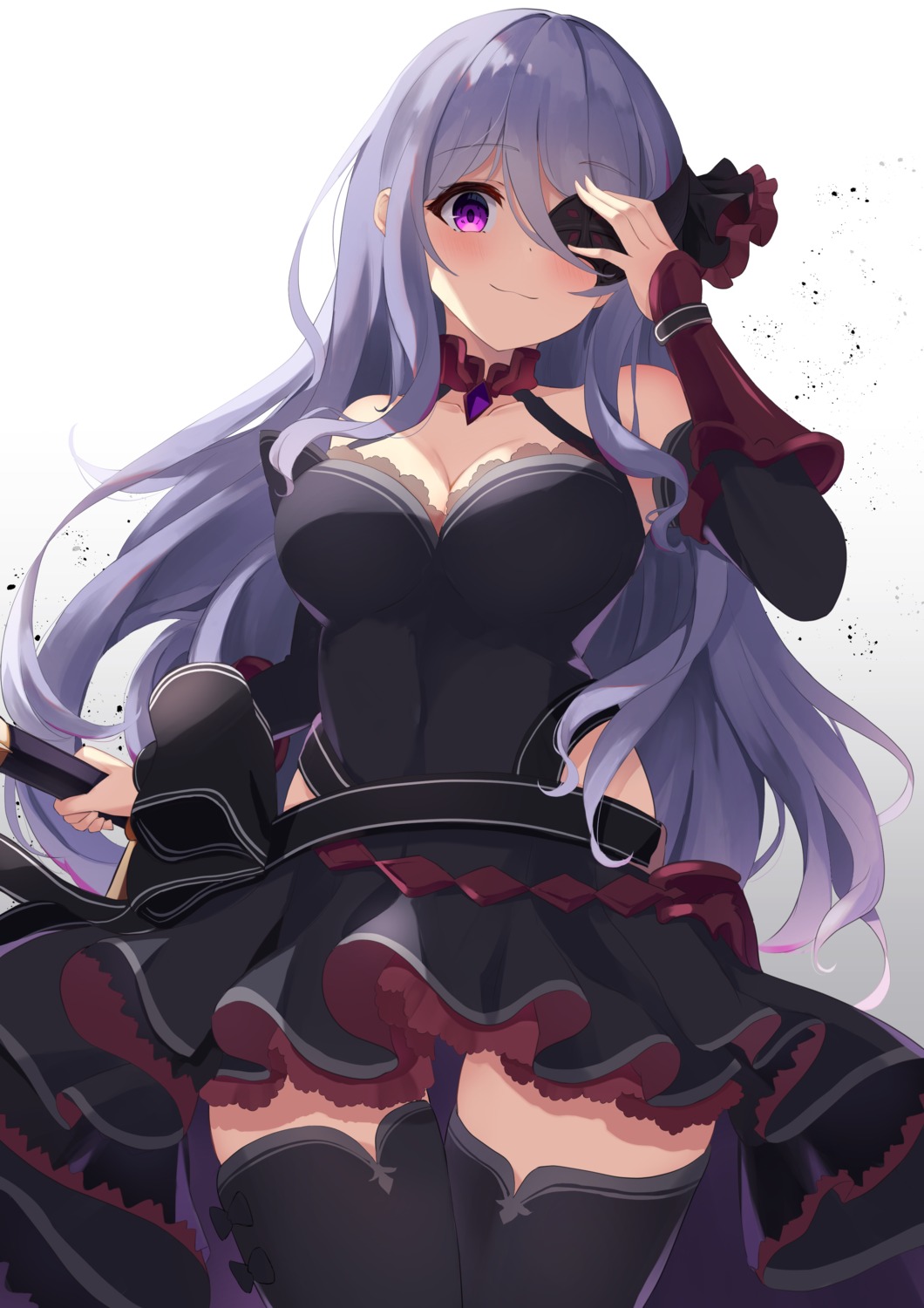 armor cleavage dress eyepatch hoshino_shizuru mizu_(lzzrwi603) princess_connect princess_connect!_re:dive thighhighs