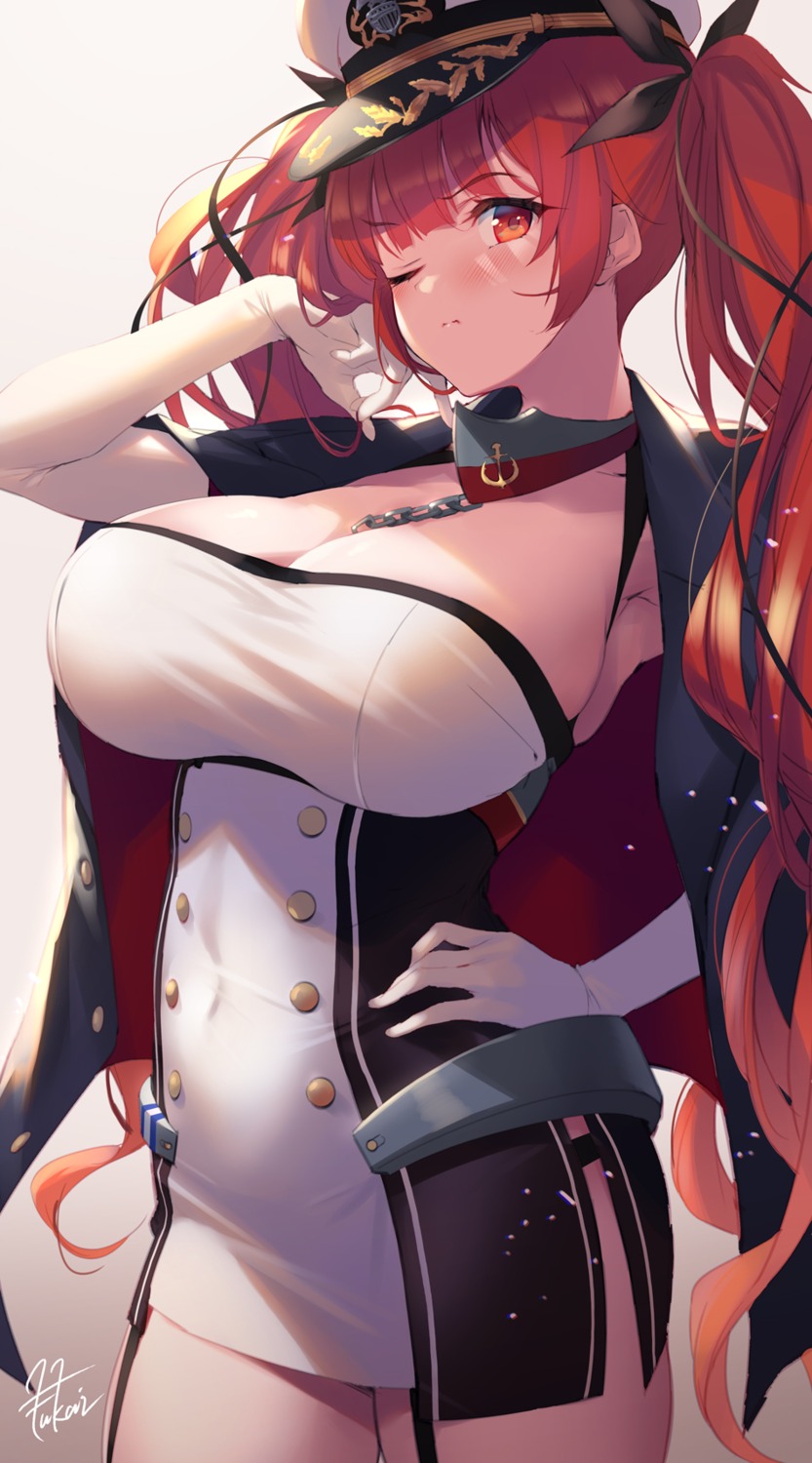 azur_lane cleavage fukai_ryosuke honolulu_(azur_lane) uniform