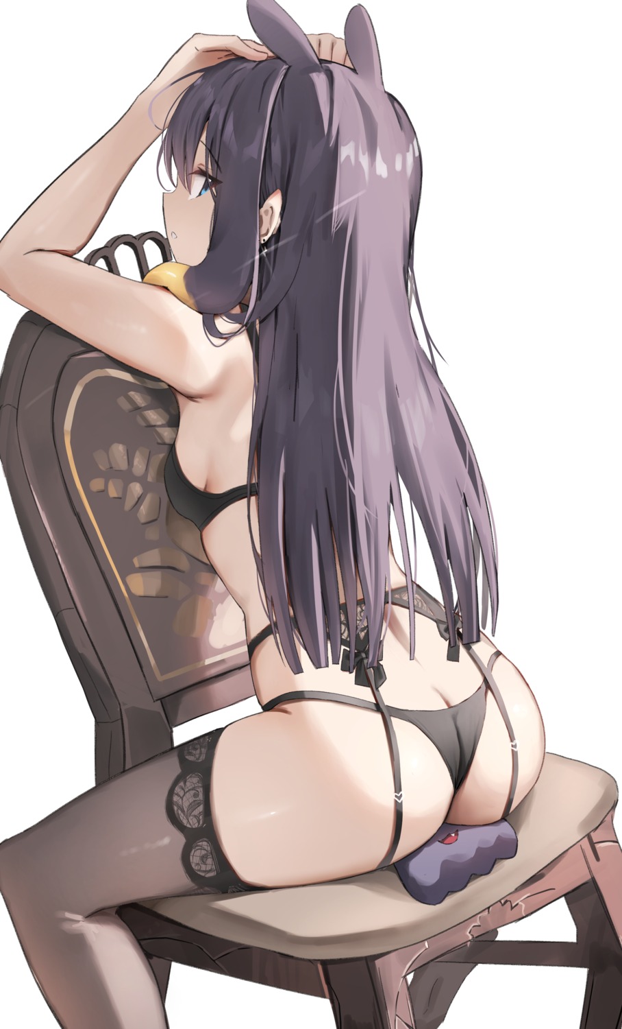 animal_ears ass bra garter_belt hololive hololive_english kall_(wv0102) loli ninomae_ina'nis pantsu stockings thighhighs