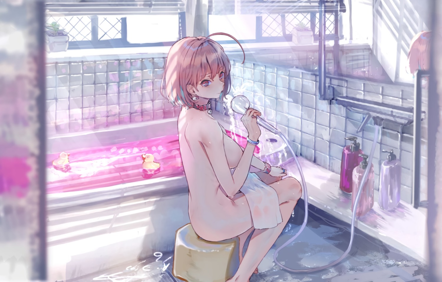 bathing naked roki_(0214278) the_idolm@ster the_idolm@ster_cinderella_girls wet yumemi_riamu