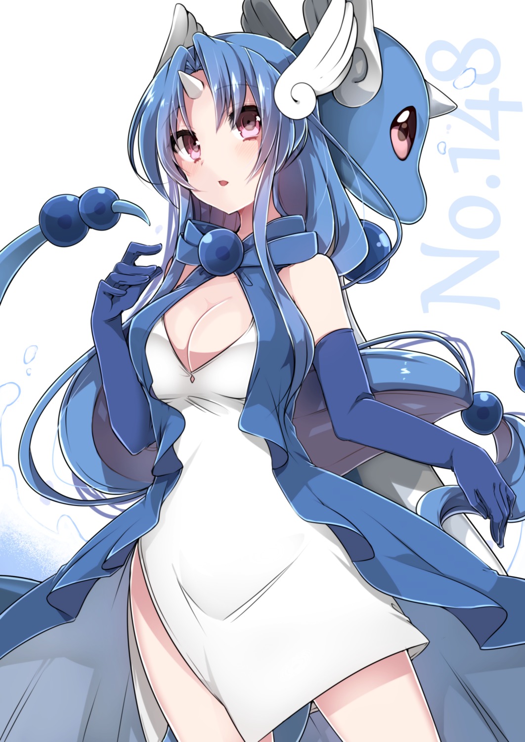 anthropomorphization cleavage dragonair dress horns pokemon takeshima_eku