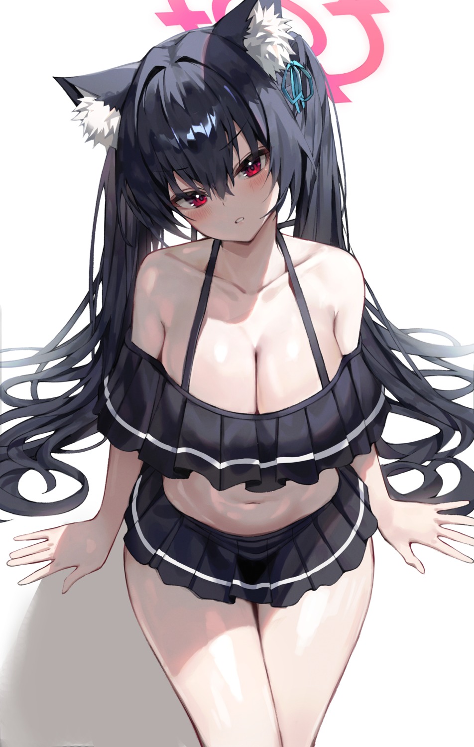 animal_ears bikini blue_archive cleavage halo indol kuromi_serika nekomimi swimsuits