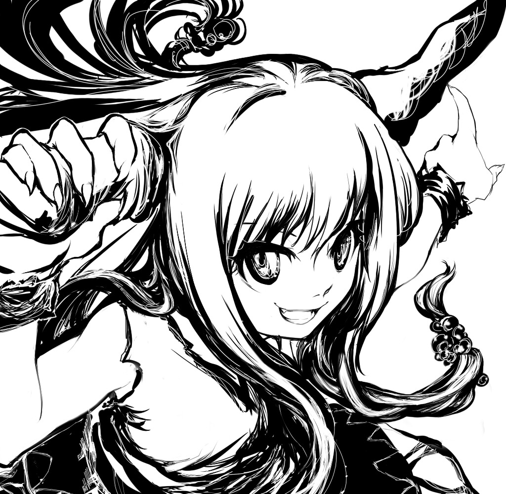 ibuki_suika monochrome shiro touhou