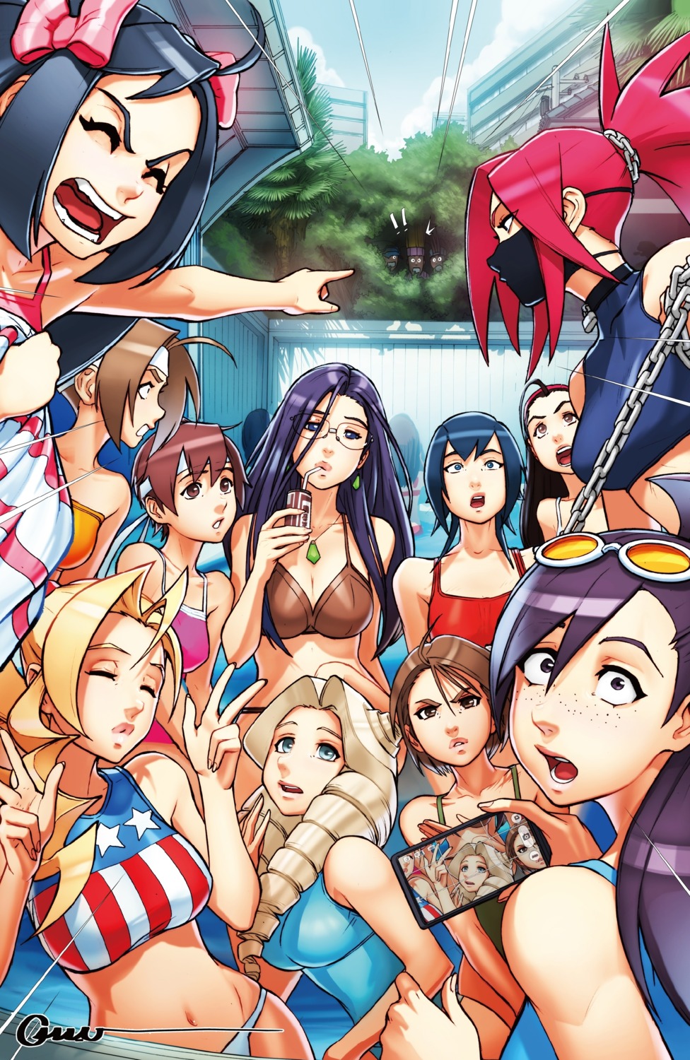 bikini capcom cleavage hibiki_ran himezaki_aoi iinchou_(justice_gakuen) karuizawa_momo kasugano_sakura kazama_akira kirishima_yurika megane minazuki_kyoko natsu_ayuhara omar_dogan rival_schools roberto_miura sawamura_shouma street_fighter street_fighter_zero street_fighter_zero_2 swimsuits tiffany_lords wakaba_hinata yamada_eiji