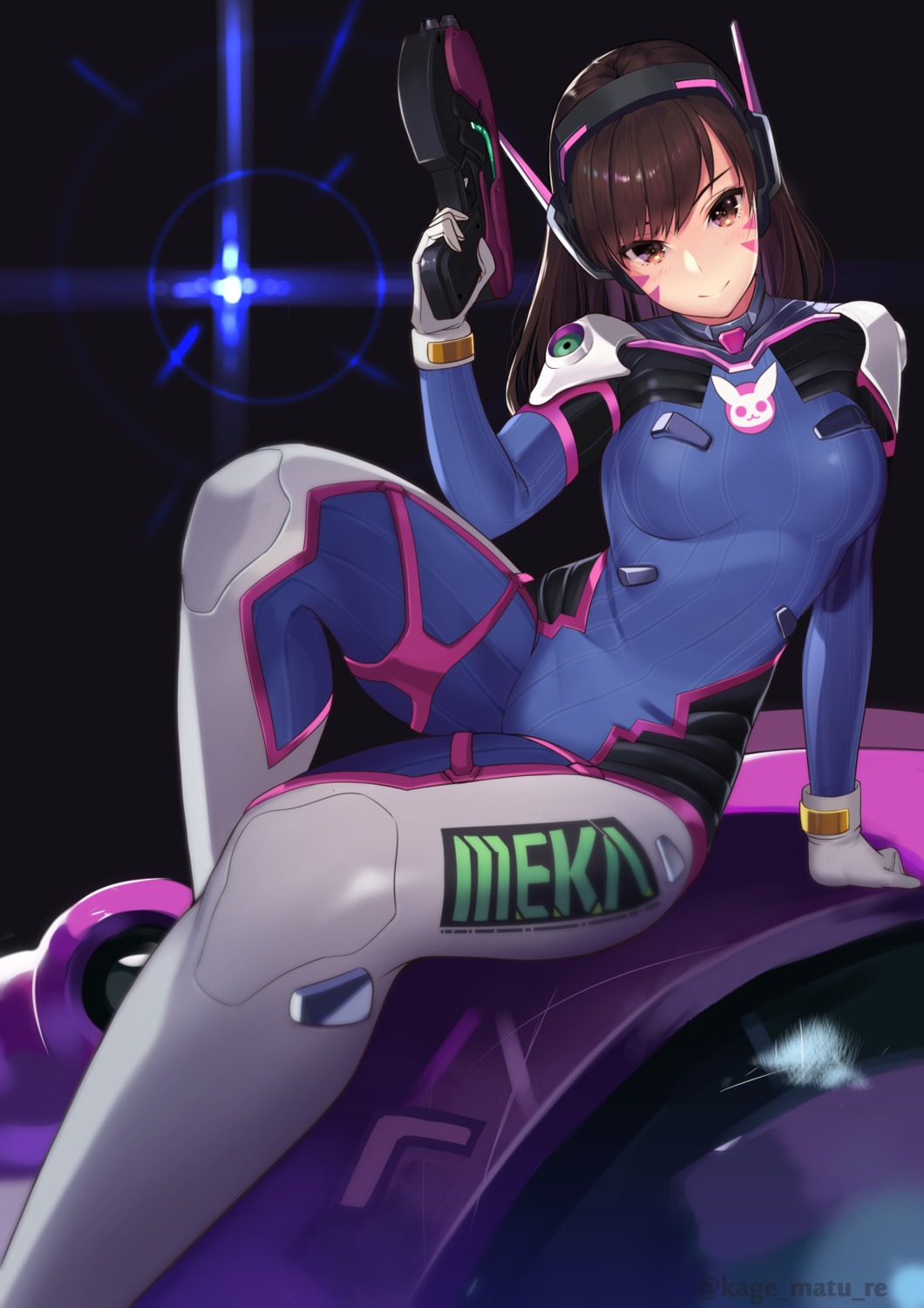 bodysuit d.va gun headphones kagematsuri overwatch