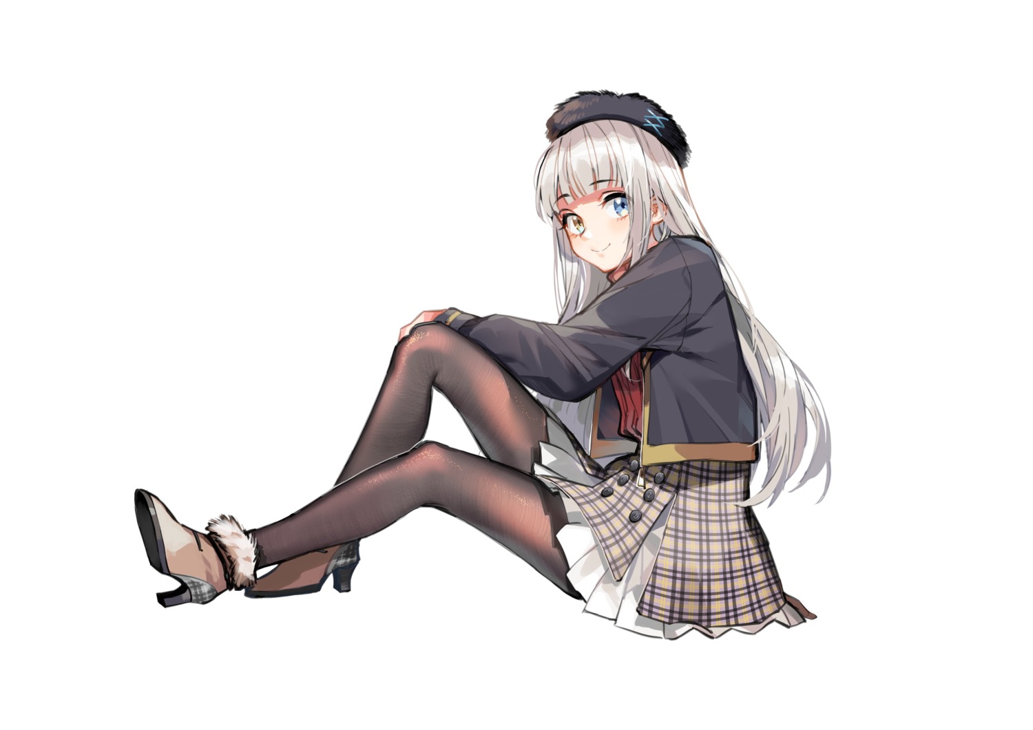 heels heterochromia kagura_mea kagura_mea_channel pantyhose rakuichi_simu seifuku skirt_lift