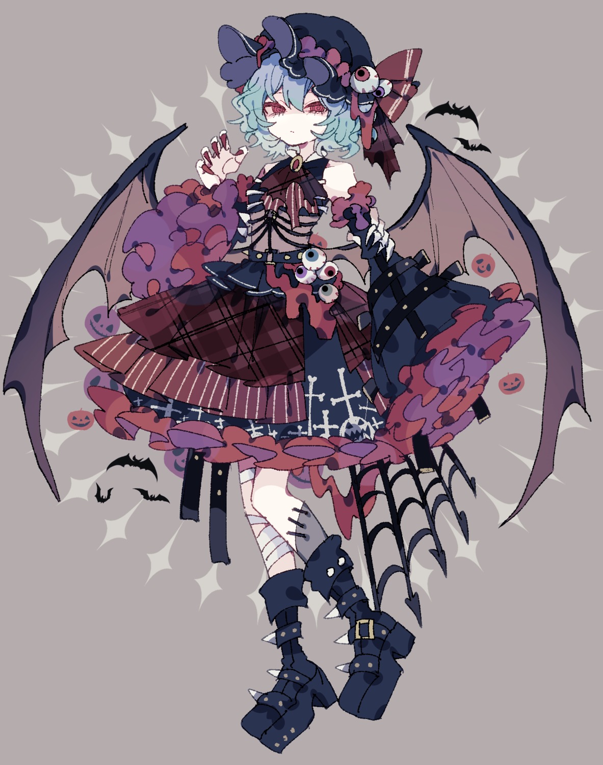 bandages dress halloween heels nikorashika remilia_scarlet touhou wings