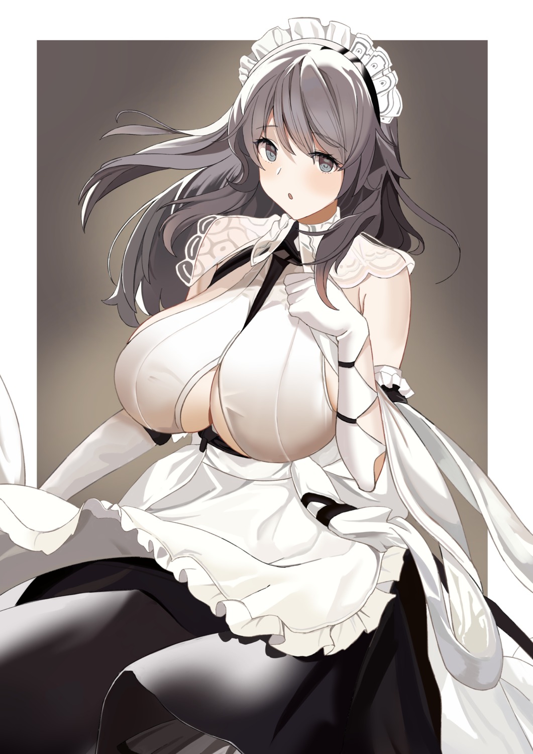 azur_lane charybdis_(azur_lane) cleavage maid no_bra tnr_(horiko1525)