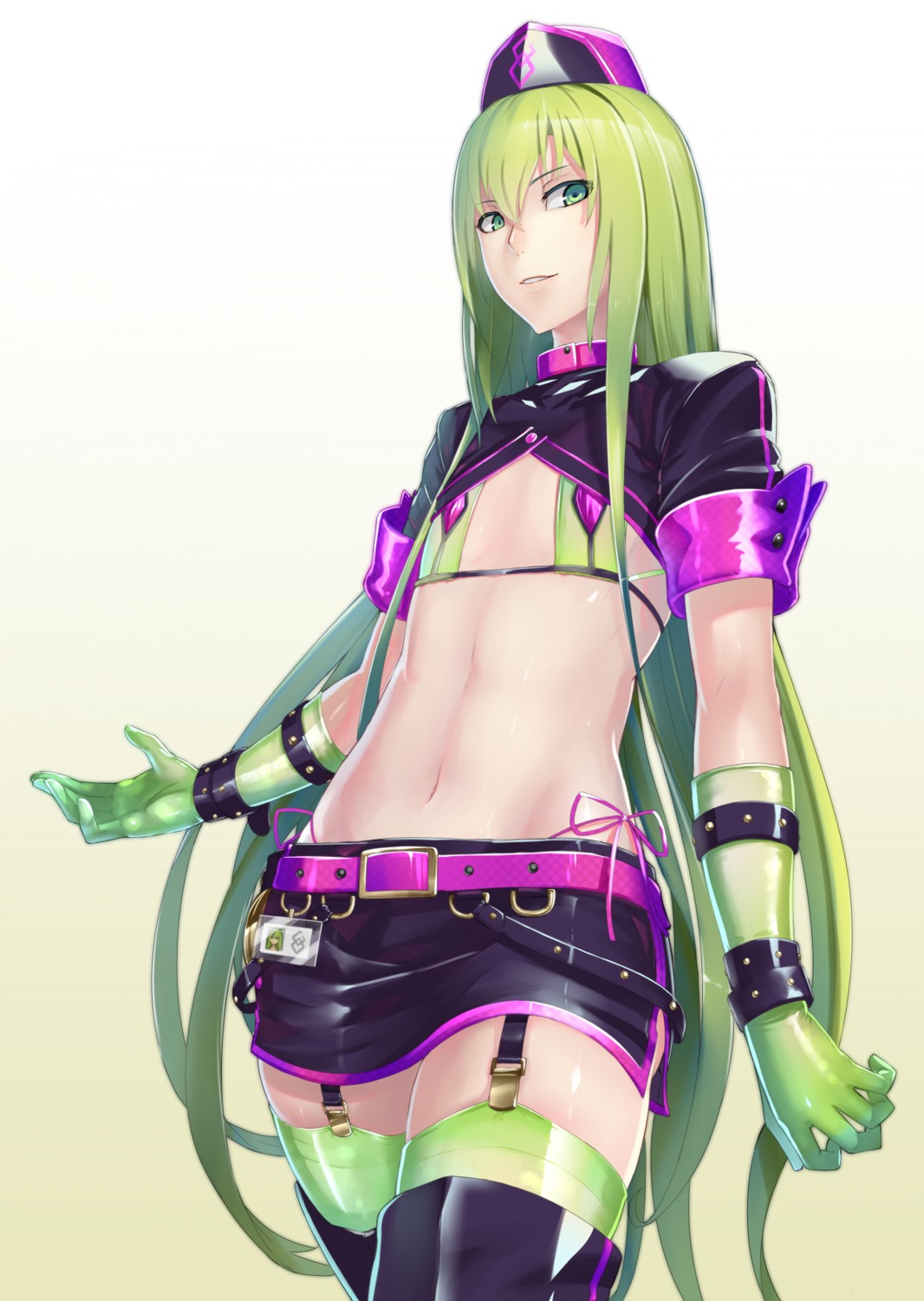 bikini cosplay crossdress enkidu_(fate) fate/grand_order fate/strange_fake florence_nightingale_(fate) stockings swimsuits taishi_(picchiridou) thighhighs