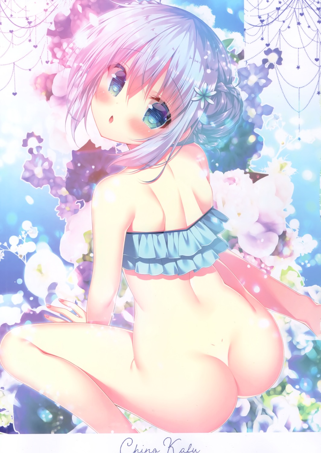 ass bikini bottomless gochuumon_wa_usagi_desu_ka? hachimitsu_shoujo kafuu_chino loli mitsumomo_mamu swimsuits