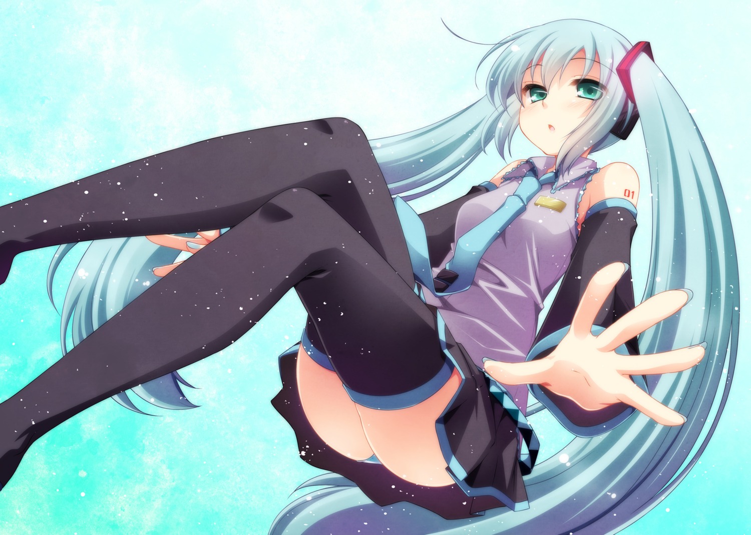 hatsune_miku hzk pantsu shimapan thighhighs vocaloid