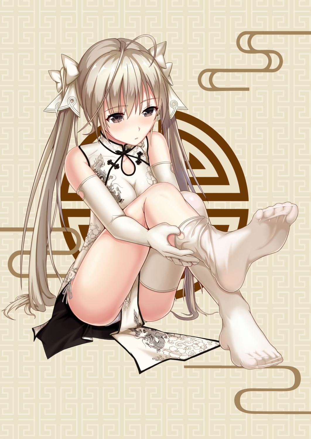 chinadress feet kasugano_sora pantsu string_panties thighhighs yiduan_zhu yosuga_no_sora