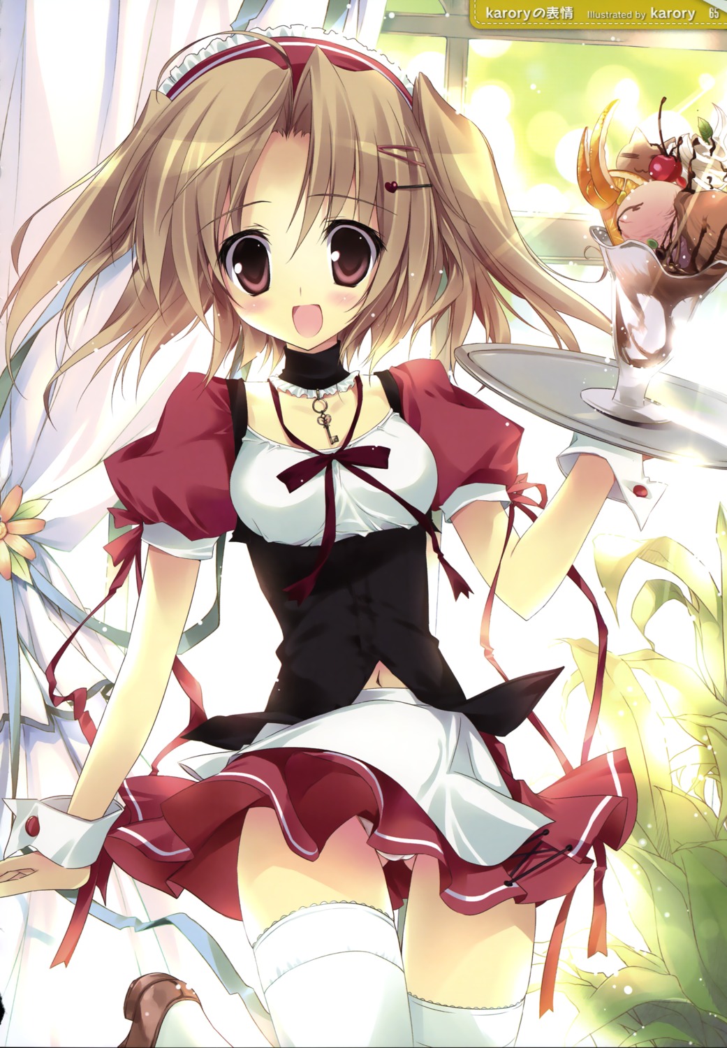 cameltoe karory maid pantsu skirt_lift thighhighs waitress