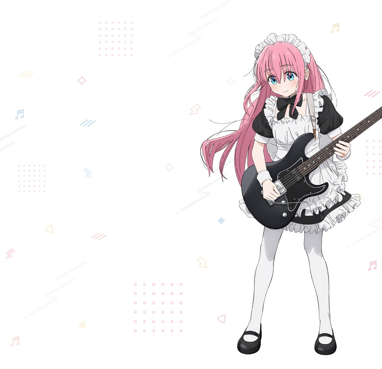 bocchi_the_rock! gotou_hitori guitar kerorira maid pantyhose