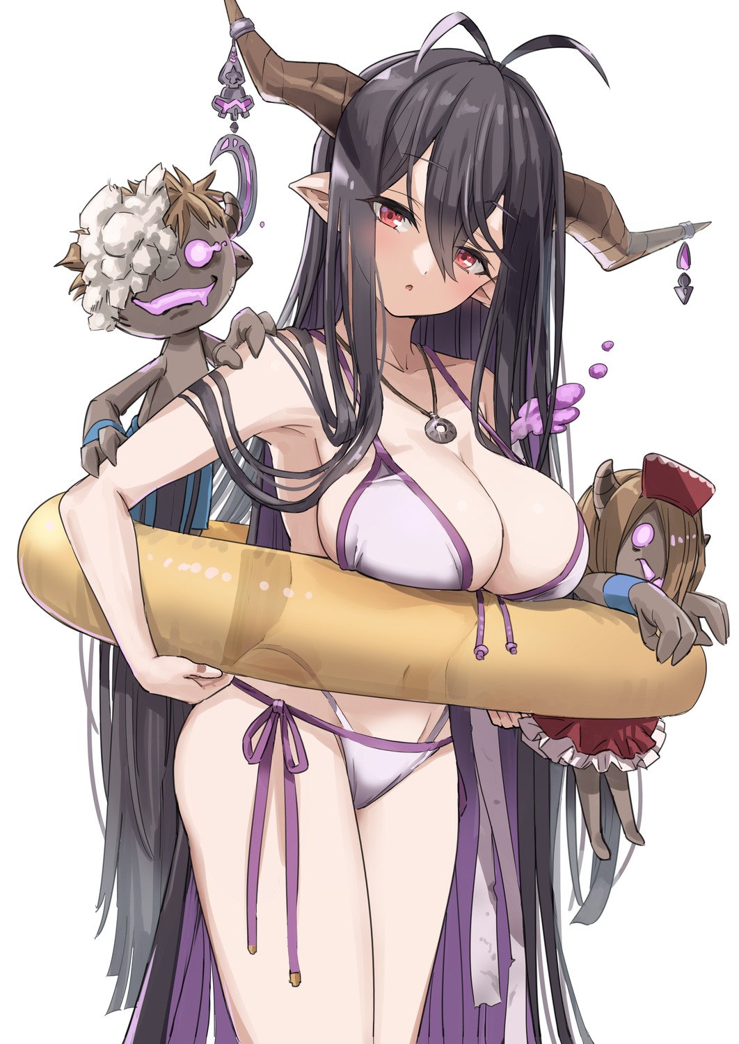 bikini breast_hold danua granblue_fantasy horns pizzasi pointy_ears swimsuits