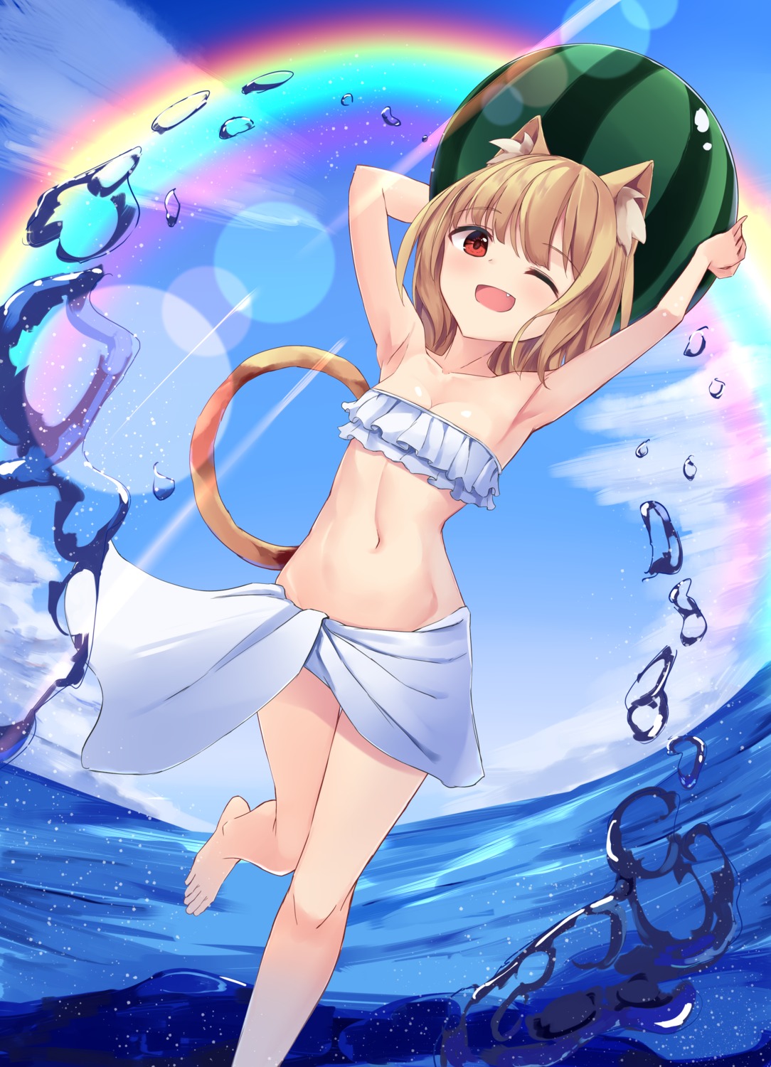 akinakes animal_ears bikini cleavage swimsuits tail