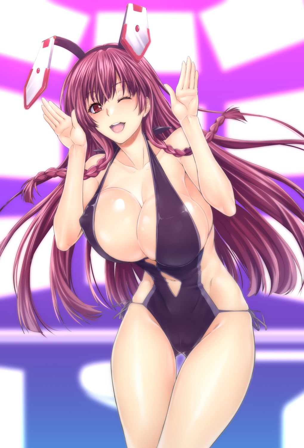 animal_ears bunny_ears erect_nipples infinite_stratos shinonono_tabane swimsuits zucchini