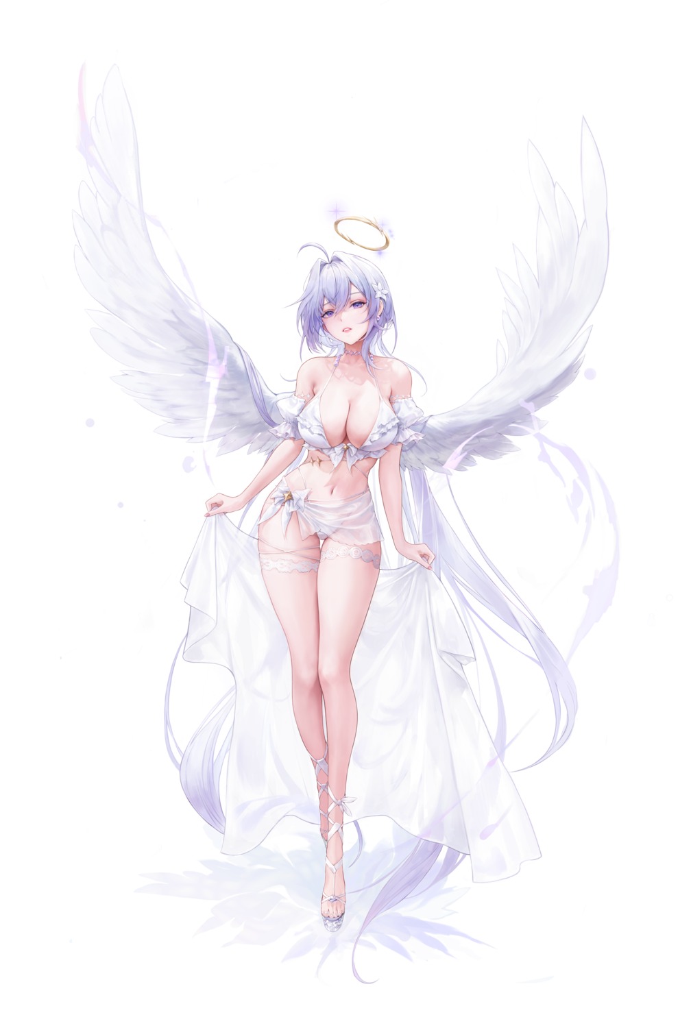 angel bikini dora_(garyeong) garter see_through swimsuits wings