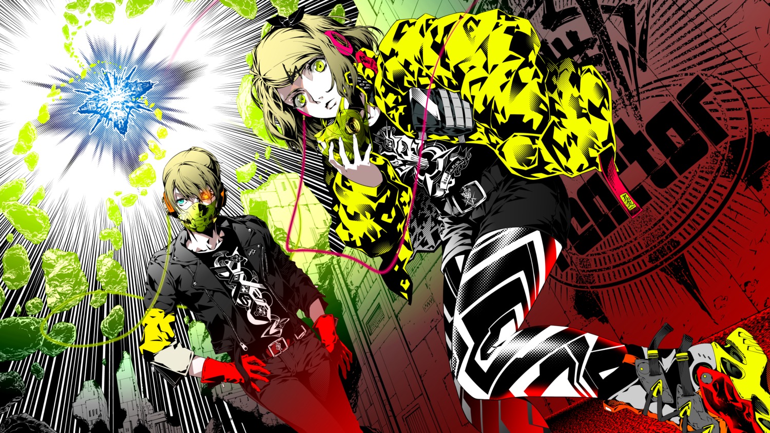 headphones heterochromia kagamine_len kagamine_rin nagimiso pantyhose vocaloid