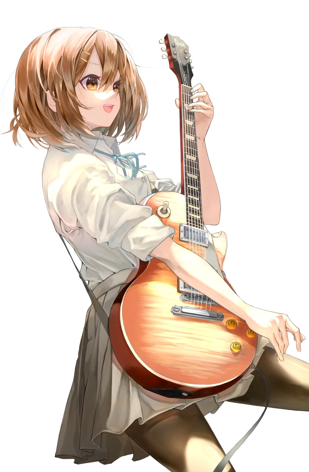 fudepenbrushpen guitar hirasawa_yui k-on! pantyhose seifuku