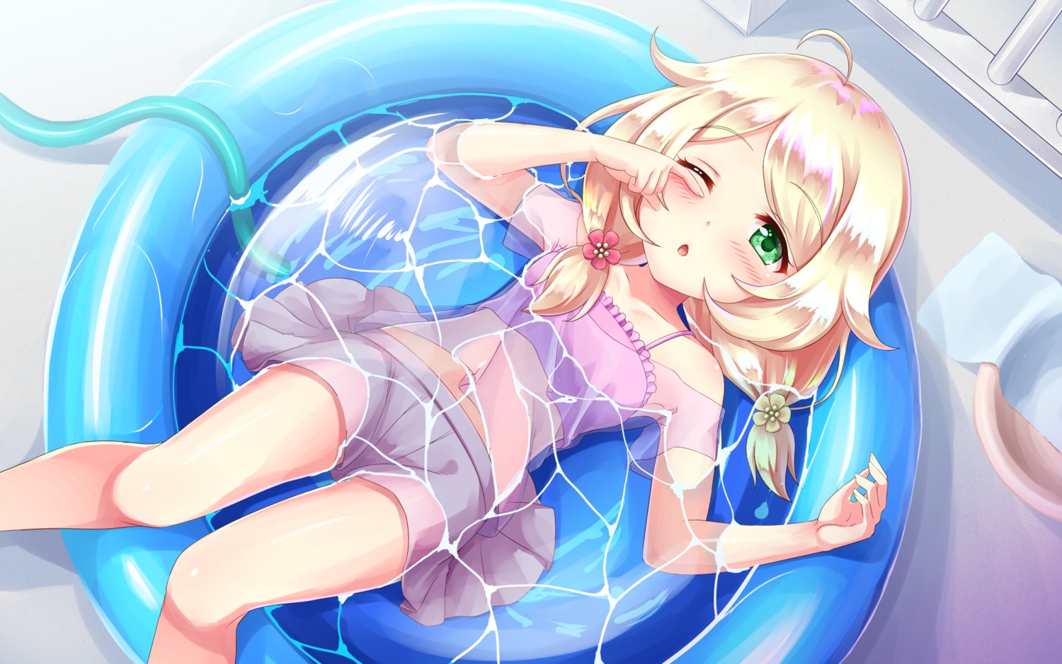 sadzuka see_through skirt_lift swimsuits the_idolm@ster the_idolm@ster_cinderella_girls the_idolm@ster_cinderella_girls_u149 wet yusa_kozue