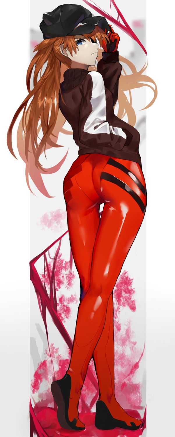 ass bodysuit eyepatch gym_uniform neon_genesis_evangelion souryuu_asuka_langley yakihokoudon