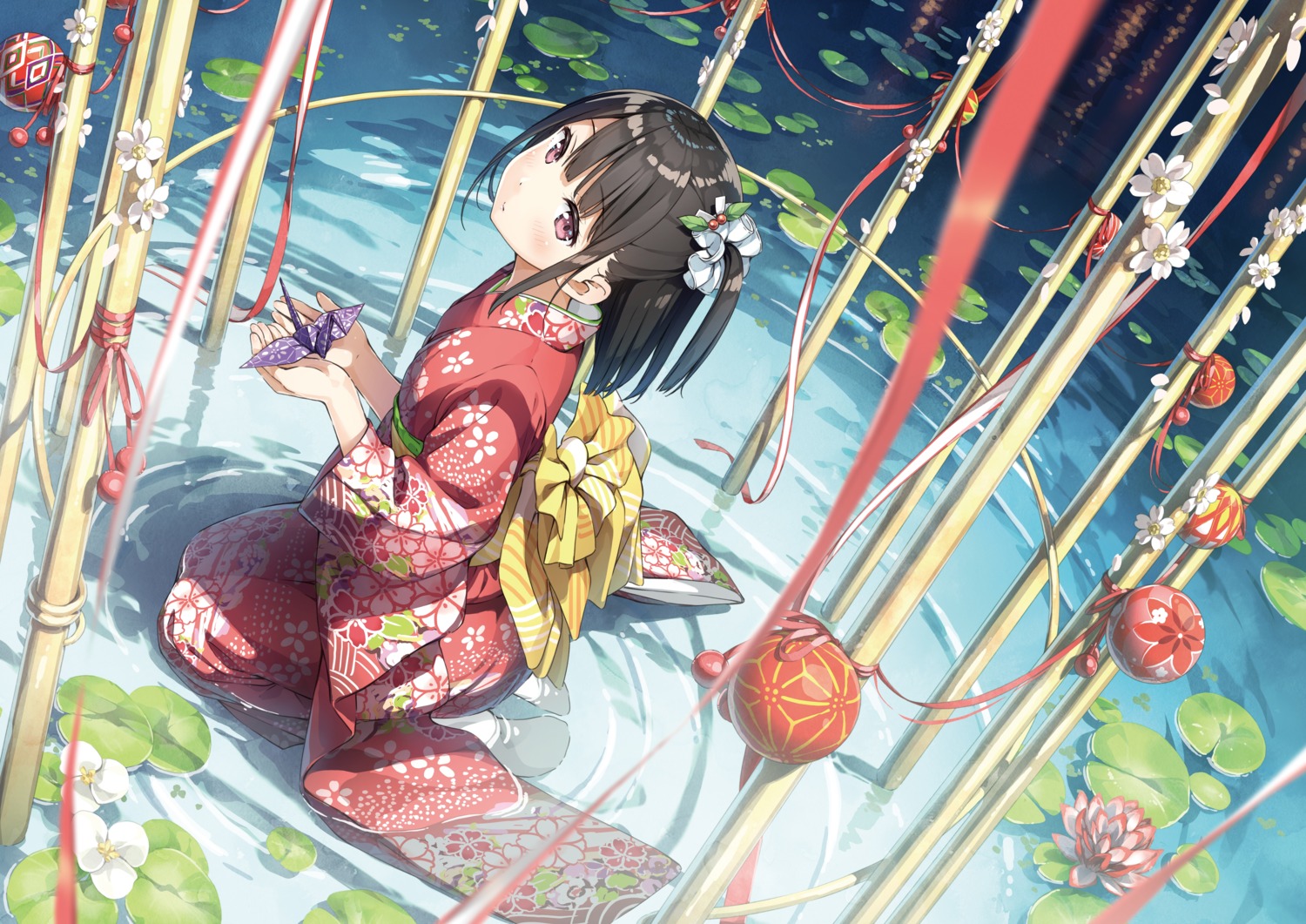 kantoku kimono shizuku_(kantoku) wet