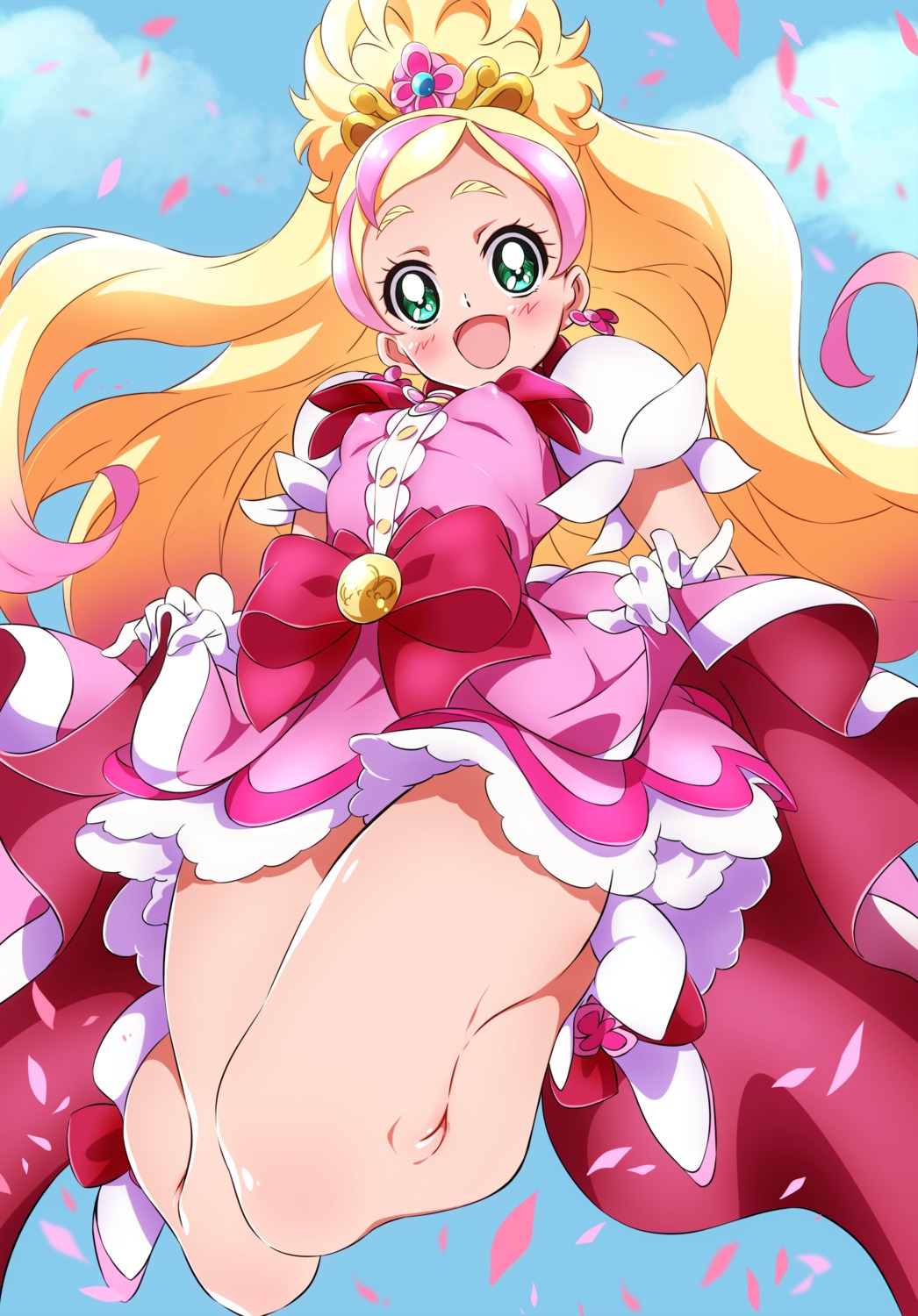 dress erect_nipples go!_princess_pretty_cure haruno_haruka niko_(tama) pretty_cure skirt_lift