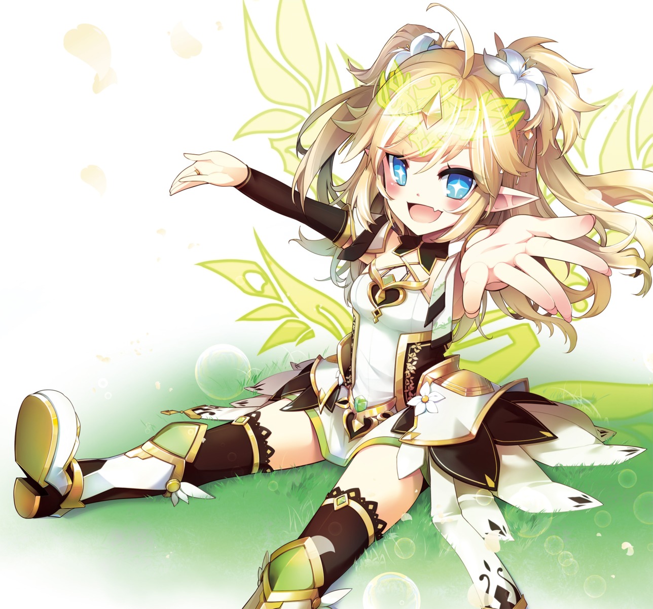 elsword kuroshio_maki lu_(elsword) pointy_ears thighhighs wings