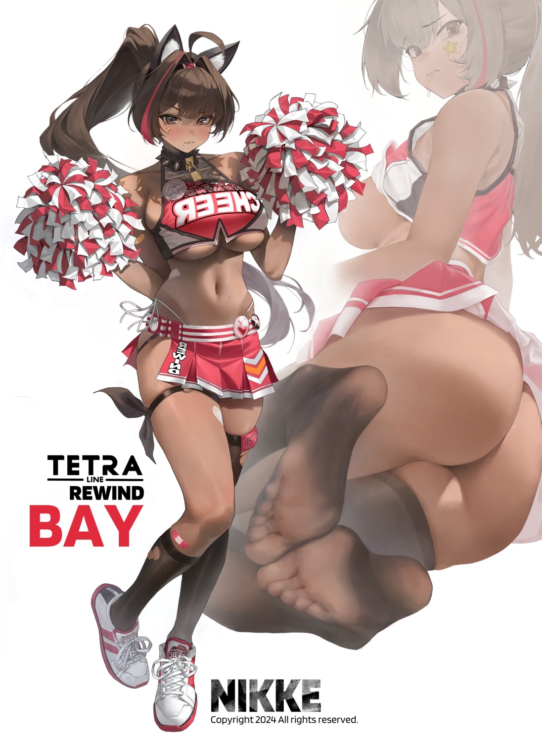 animal_ears ass bandaid bay breasts cheerleader choisd4516 feet garter nikke_the_goddess_of_victory no_bra pantsu see_through shirt_lift skirt_lift string_panties tattoo thighhighs thong torn_clothes