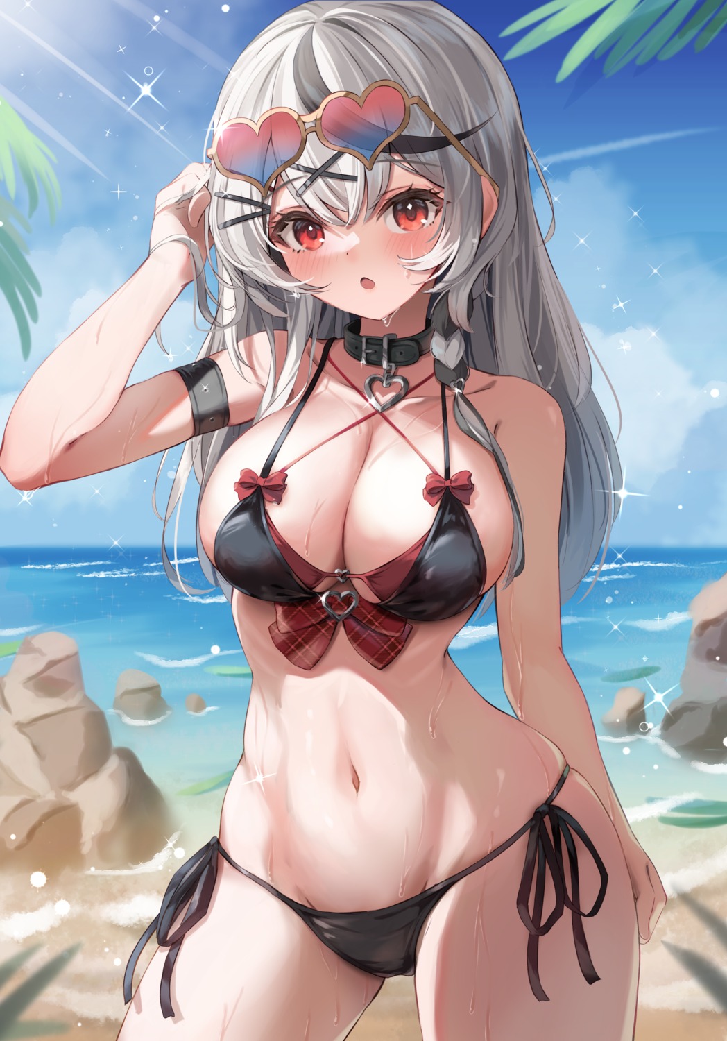 bikini hololive kemosuku megane sakamata_chloe swimsuits wet