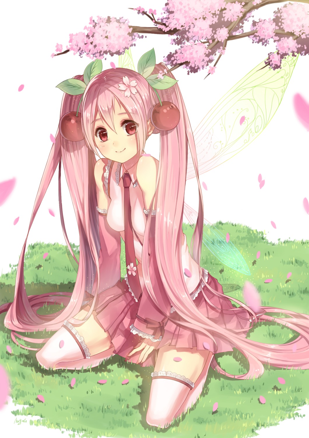 hatsune_miku maya_g sakura_miku thighhighs vocaloid wings