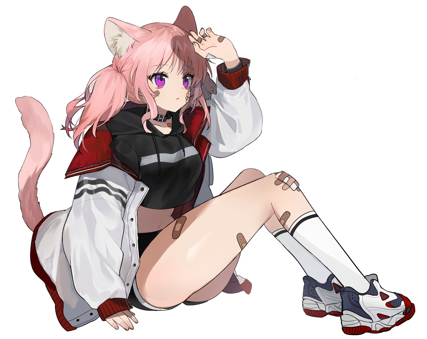 animal_ears bandaid gym_uniform mid_(gameshe) nekomimi tail