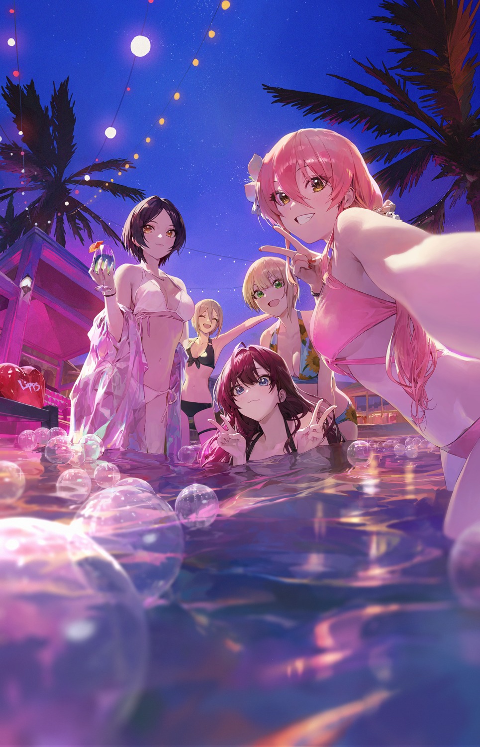 bikini cleavage garter hayami_kanade ichinose_shiki jougasaki_mika miyamoto_frederica mossi open_shirt see_through selfie shiomi_shuuko swimsuits the_idolm@ster the_idolm@ster_cinderella_girls wet